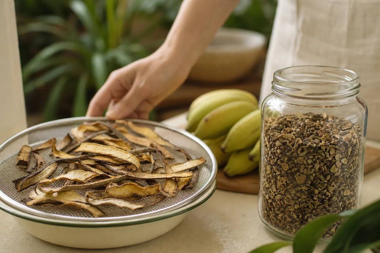 Casca de banana desidratada